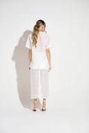 Camisetão off-white em organza com transparência