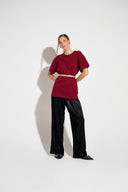 T-shirt básica oversized vinho com gola redonda