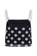 Blusa cropped de poá preto e branco em crepe