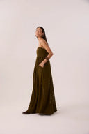 Vestido Longo em Renda Verde Oliva