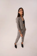 Calça cigarrete vichy preto e branco em algodão