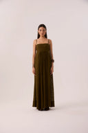 Vestido Longo em Renda Verde Oliva