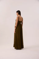 Vestido Longo em Renda Verde Oliva