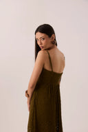 Vestido Longo em Renda Verde Oliva