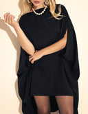 Vestido midi Mila preto com mangas capa