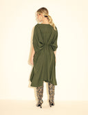 Vestido midi Mila verde musgo com mangas capa